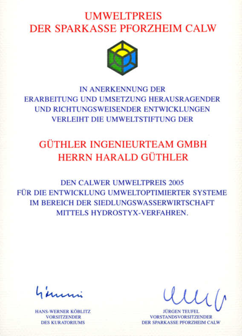 Umweltpreis der Sparkasse Pforzheim Calw für Güthler Ingenieure
